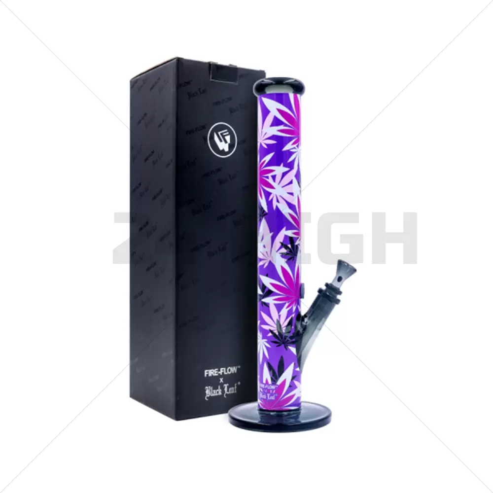 Fire-Flow x Black Leaf - Bong di vetro Pink Leaves - 40 cm