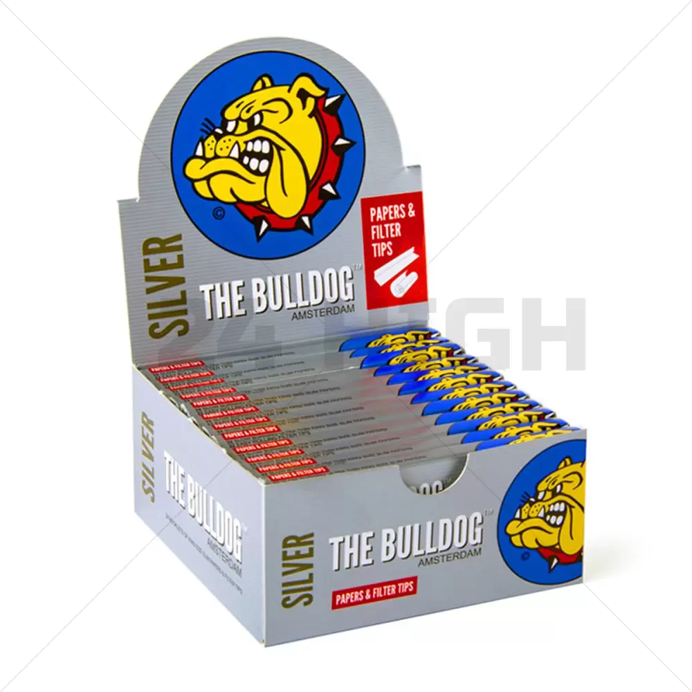 The Bulldog Original Silver King Size Slim Rolling Papers + Tips (24pz/display)