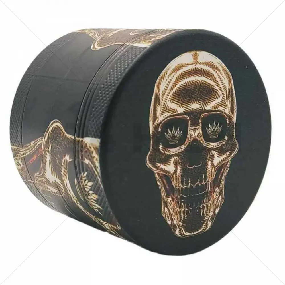 Grinder 4-Parts XL | Alluminio | 55mm | Luxury Art Series | Design 4 | Golden Skull 1