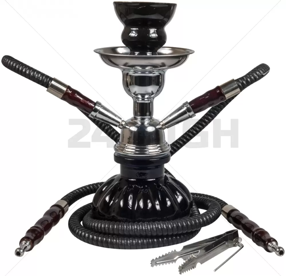 Sahbi Shisha Nero 24 cm, due tubi flessibili